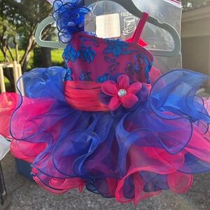 Vibrant Pink and Blue Floral Dress